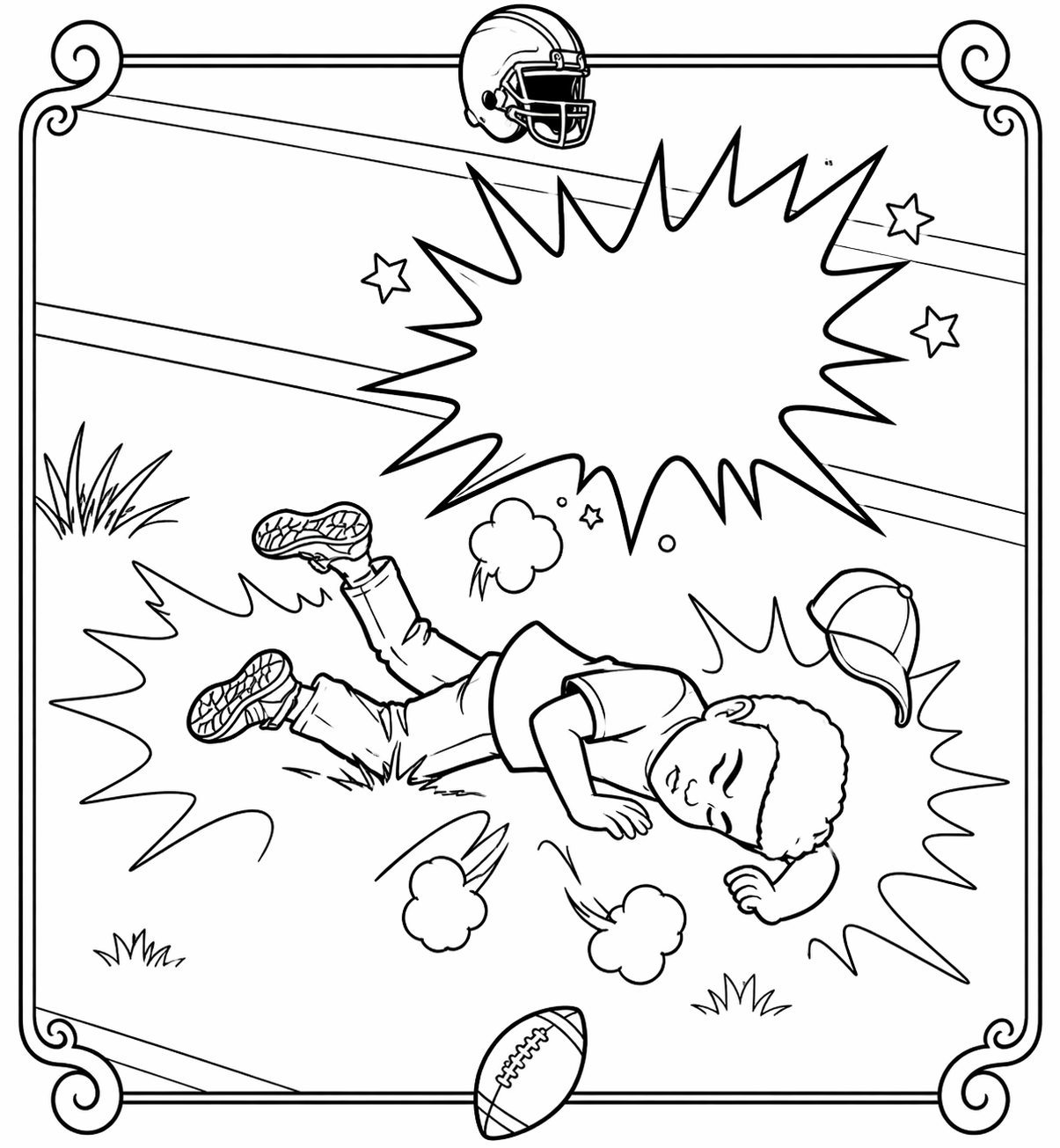 Max falls on the field — SPLAT! coloring page
